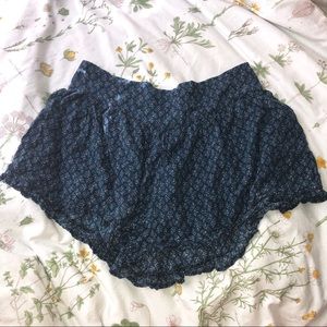 Blue Flowy Ruffle Shorts - American Eagle